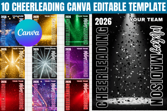 10 Cheerleading Canva Editable Template: Instant Sport Spirit