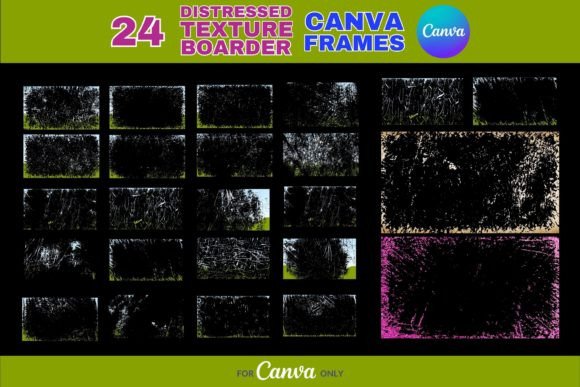 24 Distressed Texture Border Canva Frames: Elevate Your Visuals