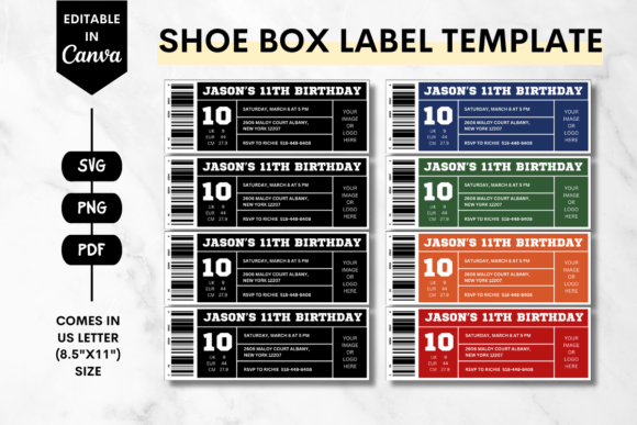 Editable Shoe Box Label Canva Template 1: Elevate Your Event Branding