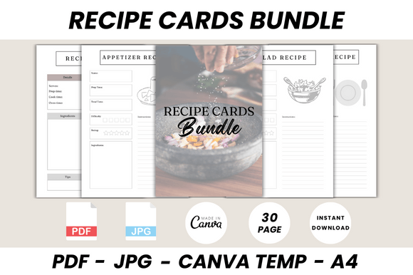 Master Your Kitchen: The Ultimate Recipe Cards Bundle for Canva