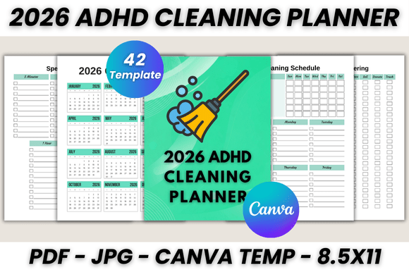Master Your Space: The 2026 ADHD Cleaning Planner for Canva